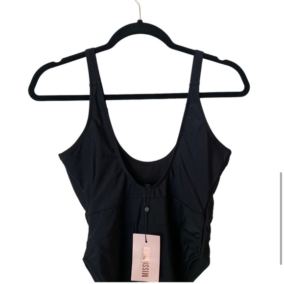 MISSGUIDED NWOT Black High Leg Waistband Swimsuit 8 - Picture 7 of 10